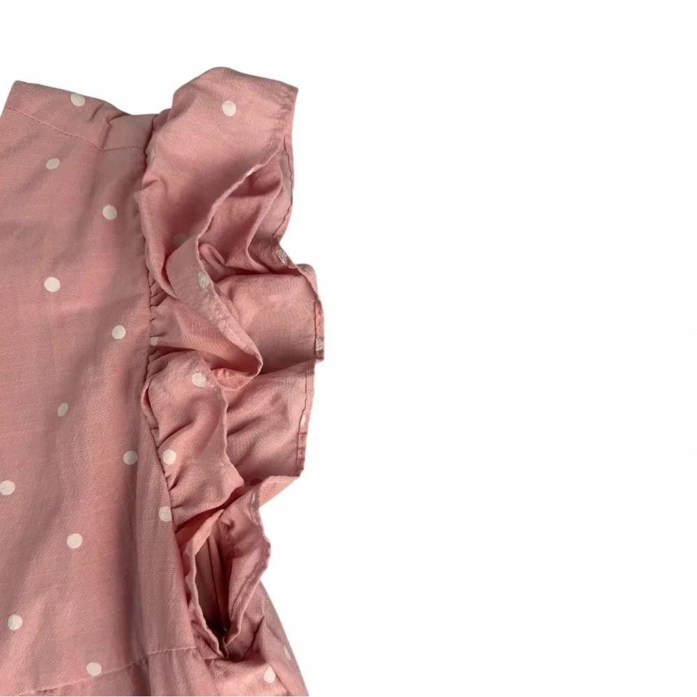 English Factory Women's Pink Polka Dot Tiered Maxi Dress W/Tie Back Size Small - Picture 7 of 13